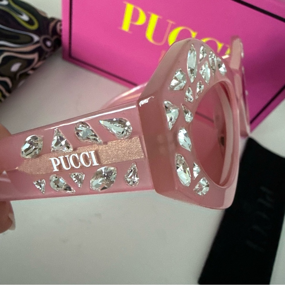 NEW Emilio PUCCI Limited Edition Pink Crystal Embellished Cat Eye Sunglasses - Picture 8 of 16